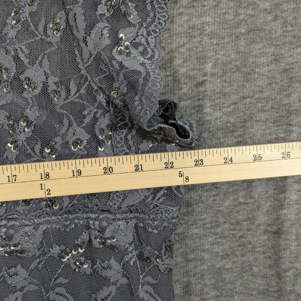 ONYX Nite Dark Gray Lace Sparkly Sequin Dress Cottage Fairy‎ Feminine Size 20W